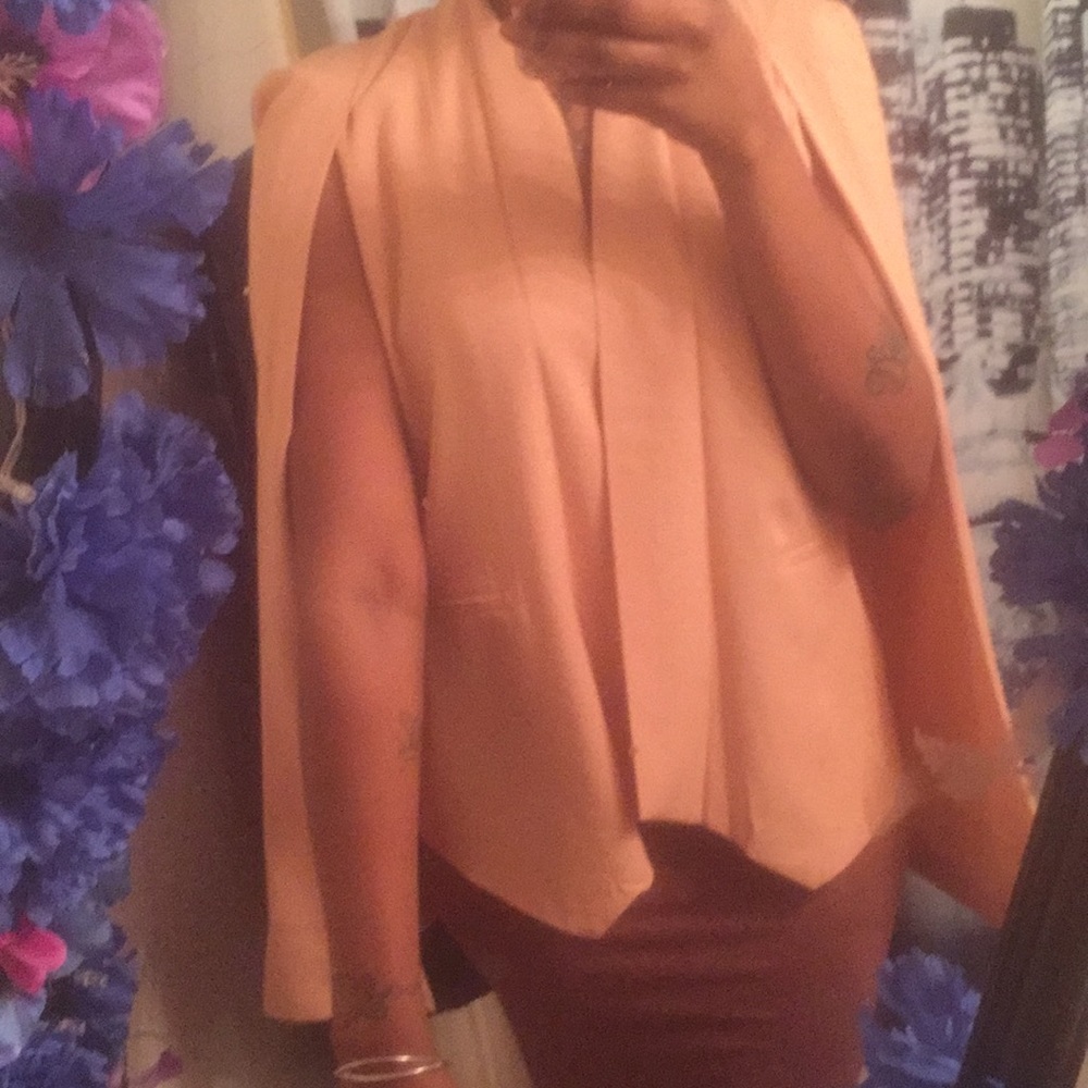Blush open cape blazer